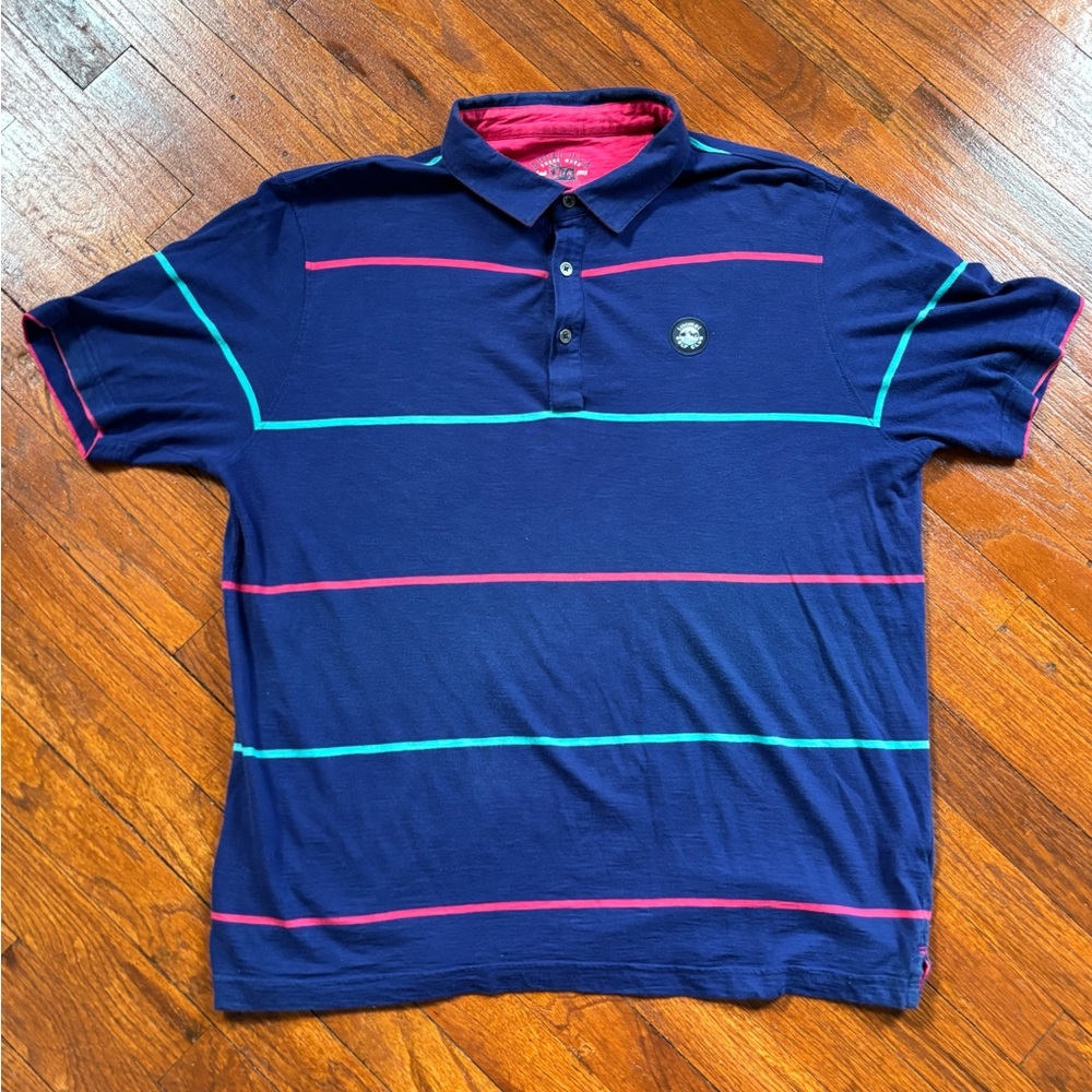 Ahead USA Polo Golf Shirt Men's Size L Red Striped Laurel Golf ClubLogo